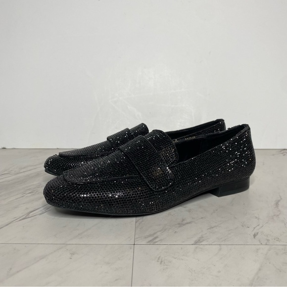 Steve Madden Riski Black Rhinestone Square Toe Loafer 6 1/2 M - Picture 15 of 15